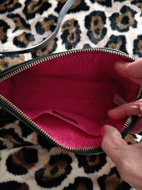 kate spade Black Crossbody with Bright Pink Interior